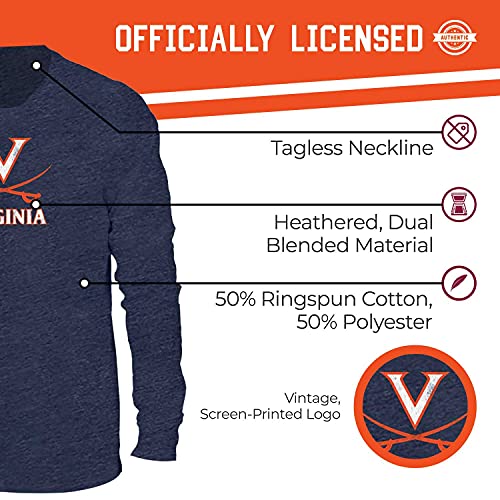 Campus Colors NCAA MVP Adult Long-Sleeve Shirt - Cotton & Polyester - Durable and Lightweight - Stylish Comfort for Game Days (Virginia Cavaliers - Blue, Medium) - 757 Sports Collectibles