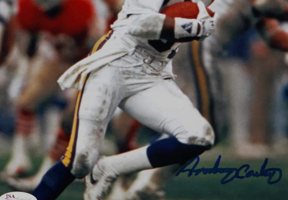 Anthony Carter Signed Minnesota Vikings 8x10 Running PF Photo- JSA W Auth Blue - 757 Sports Collectibles