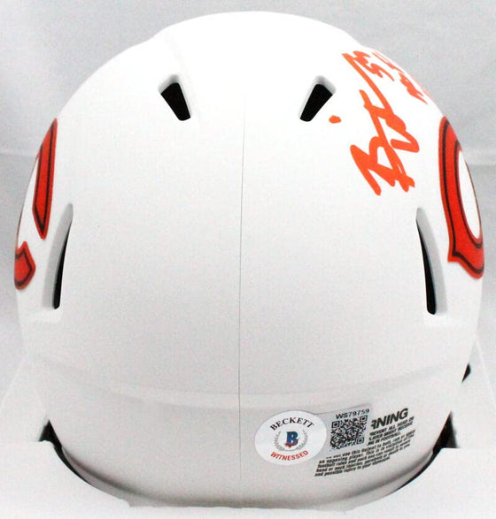 Brian Urlacher Autographed Chicago Bears Lunar Speed Mini Helmet w/HOF-Beckett W Hologram Orange - 757 Sports Collectibles