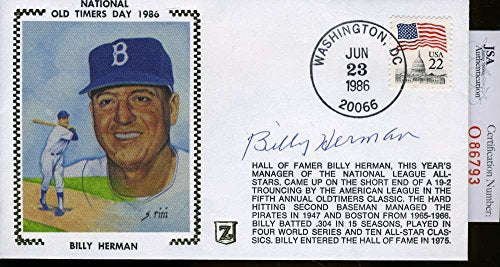 BILLY HERMAN 1986 JSA SIGNED FDC AUTHENTIC AUTOGRAPH