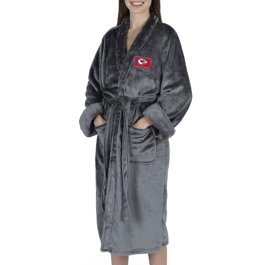 Northwest NFL Kansas City Chiefs Super Bowl LVIII Champions Silk Touch Bath Robe, Small/Medium, Luminary Champs - 757 Sports Collectibles