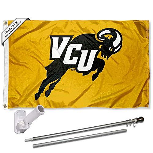 College Flags & Banners Co. VCU Rams Jumping Ram Flag and Pole Bracket Mount Bundle - 757 Sports Collectibles