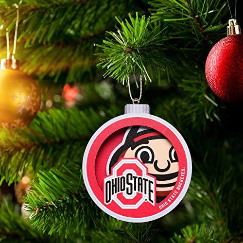 YouTheFan NCAA Ohio State Buckeyes 3D Logo Series Ornament, team colors - 757 Sports Collectibles