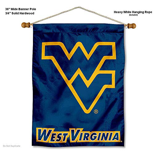 West Virginia Mountaineers Banner with Hanging Pole - 757 Sports Collectibles