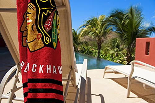 NORTHWEST NHL Chicago Blackhawks Beach Towel, 30" x 60", Stripes - 757 Sports Collectibles