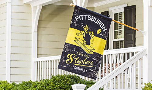 Team Sports America Pittsburgh Steelers NFL Vintage Linen House Flag - 28”W x 44”H Indoor Outdoor Double Sided Decor Flag for Football Fans - 757 Sports Collectibles