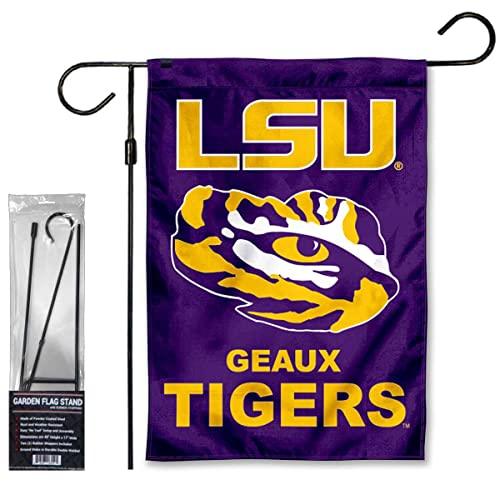 LSU Tiger Eye Garden Flag and Flag Stand Holder Flagpole Set - 757 Sports Collectibles