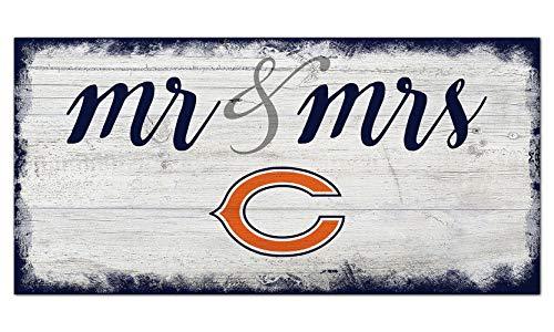 Fan Creations NFL Chicago Bears Unisex Chicago Bears Script Mr & Mrs Sign, Team Color, 6 x 12 - 757 Sports Collectibles