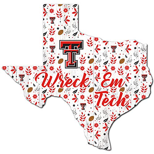 Fan Creations NCAA Texas Tech Red Raiders Unisex Texas Tech University Floral State Sign, Team Color, 12 inch - 757 Sports Collectibles