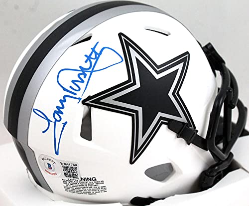 Tony Dorsett Autographed Dallas Cowboys Lunar Speed Mini Helmet- Beckett W Blue - 757 Sports Collectibles