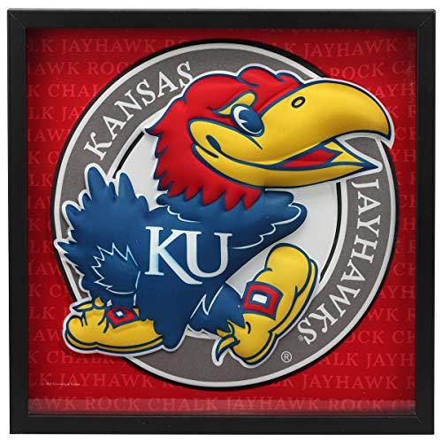 Open Road Brands University of Kansas KU Jayhawk Mascot MDF Wood and Glass Framed Wall Art - an Officially Licensed Product Great Addition to Add What You Love to Your Home/Garage Decor - 757 Sports Collectibles