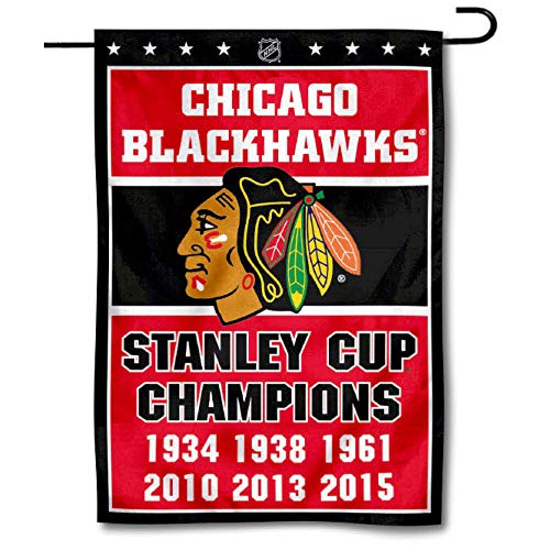WinCraft Chicago Blackhawks 6 Time Stanley Cup Champions Double Sided Garden Flag - 757 Sports Collectibles