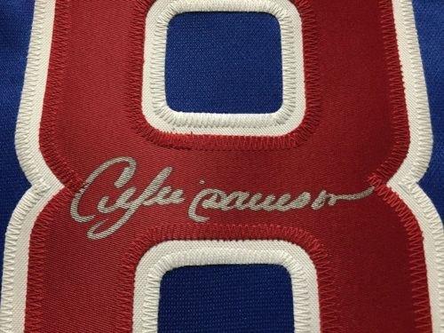 Framed Autographed/Signed Andre Dawson 33x42 Chicago Blue Baseball Jersey JSA COA - 757 Sports Collectibles