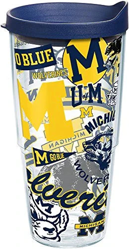 Tervis NCAA Michigan Wolverines All Over Tumbler with Lid, 24 oz, Clear - 757 Sports Collectibles