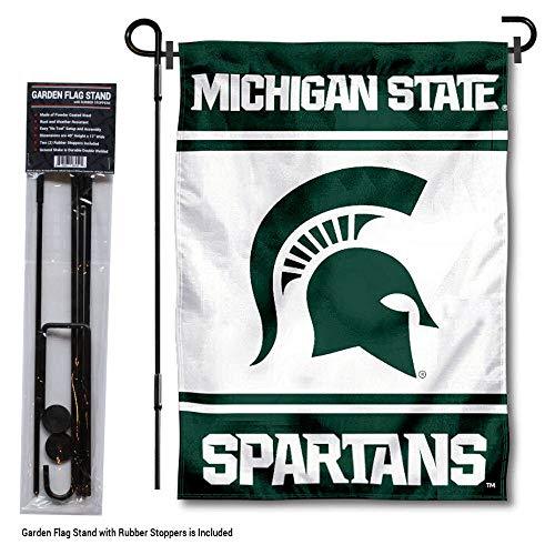 College Flags & Banners Co. Michigan State Spartans Garden Flag with Stand Holder - 757 Sports Collectibles