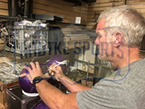 Brett Favre Autographed/Signed Minnesota Vikings Riddell Full Size NFL Helmet With "HOF 16" Inscription - 757 Sports Collectibles