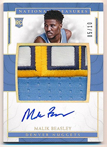 MALIK BEASLEY 2016/17 NATIONAL TREASURES RC GOLD AUTO 4 COLOR PATCH SP #05/10
