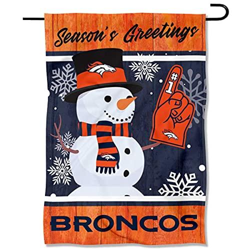 Denver Broncos Holiday Winter Snow Garden Flag Double Sided Banner - 757 Sports Collectibles