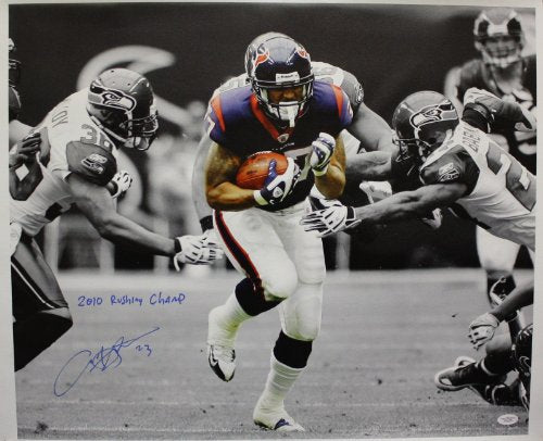 Arian Foster Autographed 20x24 BW w/ Color Insc Canvas- JSA Authenticated