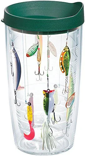 Tervis Fishing Lures Tumbler with Wrap and Hunter Green Lid 16oz, Clear - 757 Sports Collectibles