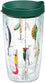Tervis Fishing Lures Tumbler with Wrap and Hunter Green Lid 16oz, Clear - 757 Sports Collectibles
