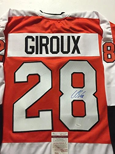 Autographed/Signed Claude Giroux Philadelphia Orange Hockey Jersey JSA COA