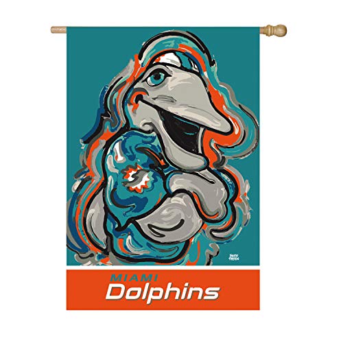 Team Sports America Miami Dolphins, Embossed Suede Indoor Outdoor Flag Justin Patten - 757 Sports Collectibles