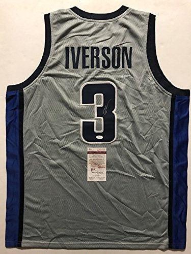 Autographed/Signed Allen Iverson Georgetown Grey College Basketball Jersey JSA COA - 757 Sports Collectibles
