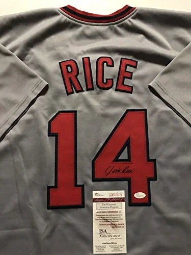 Autographed/Signed Jim Rice Boston Grey Baseball Jersey JSA COA