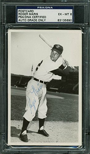 Yankees Roger Maris Authentic Rookie Signed 1957 3.5x5.5 Postcard PSA Slabbed - 757 Sports Collectibles