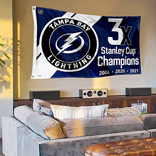 WinCraft Tampa Bay Lightning 3 Time and 2021 Cup Champions Grommet Flag - 757 Sports Collectibles