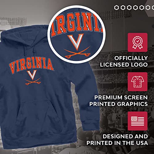 Campus Colors Adult Arch & Logo Soft Style Gameday Hooded Sweatshirt (Virginia Cavaliers - Blue, X-Large) - 757 Sports Collectibles