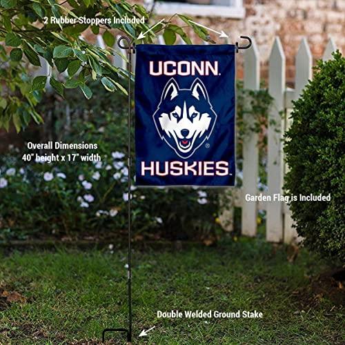 College Flags & Banners Co. Connecticut Huskies Garden Flag and Flag Stand Pole Holder Set - 757 Sports Collectibles