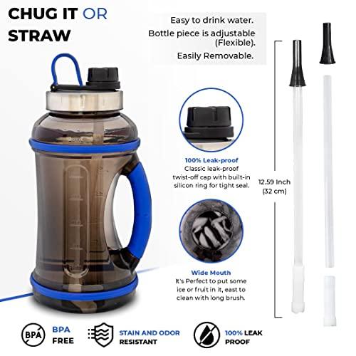 DR.HYDRO 2.2L Half Gallon Water Bottle with Straw-BPA Free Motivational Water Bottle / 2.2 Liter (74 Ounce) Large Water Bottle for Fitness and Outdoor Enthusiasts -Blue. - 757 Sports Collectibles