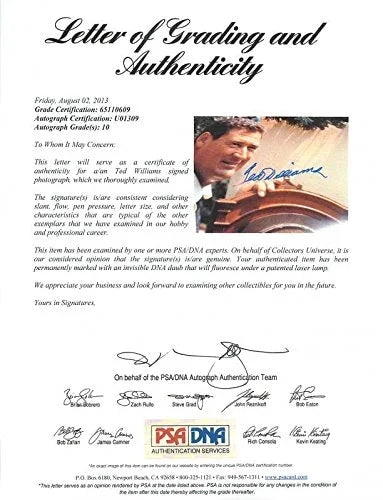 Red Sox Ted Williams Signed 16X20 Photo Auto Graded Perfect 10! PSA/DNA #U01309 - 757 Sports Collectibles