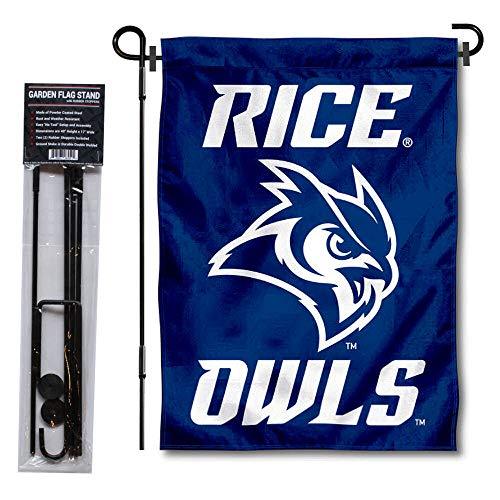 College Flags & Banners Co. Rice Owls Garden Flag with Pole Stand Holder - 757 Sports Collectibles