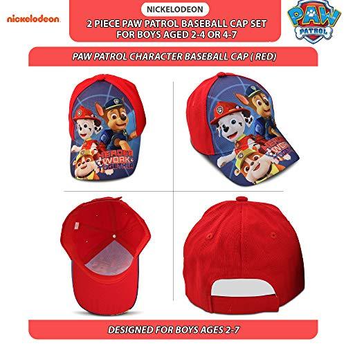 Nickelodeon Boys Paw Patrol Baseball Cap 2 Pack (Ages 2-7), Blue/Red 4-7 - 757 Sports Collectibles