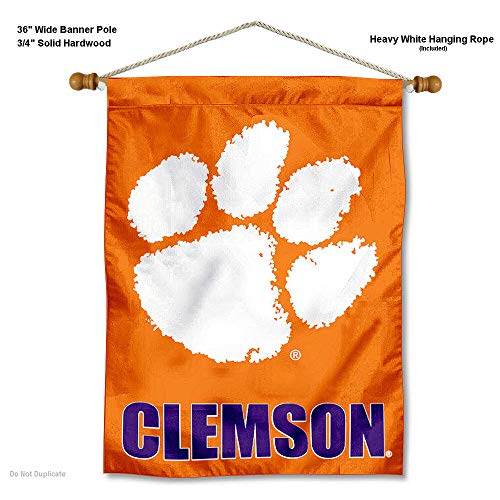 Clemson Tigers Banner with Hanging Pole - 757 Sports Collectibles