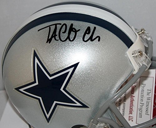 Taco Charlton Autographed Dallas Cowboys Mini Helmet JSA Witness Auth Black - 757 Sports Collectibles