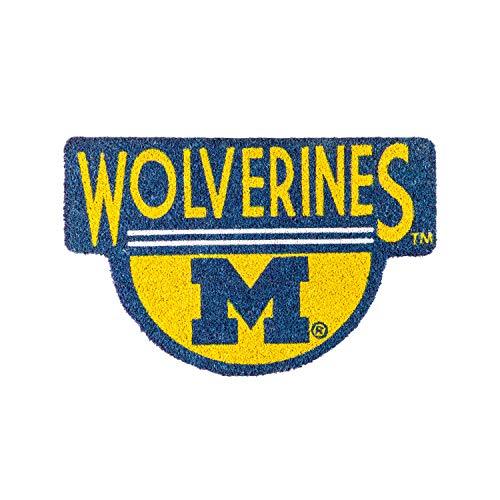 Team Sports America Officially Licensed NCAA Fan Gear University of Michigan, Shaped Coir Door Mat Floor Mat Sports Accessories and Gift for Home Office and Fan Cave - 757 Sports Collectibles