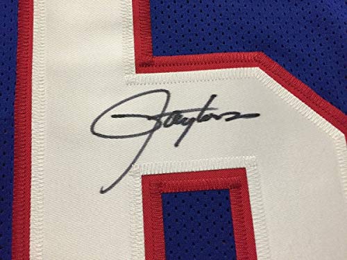 Autographed/Signed Lawrence Taylor New York Blue Football Jersey JSA COA - 757 Sports Collectibles