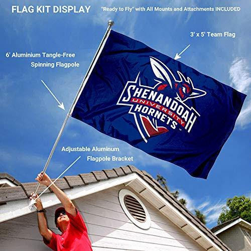 College Flags & Banners Co. Shenandoah Hornets Flag and Pole Bracket Mount Bundle - 757 Sports Collectibles