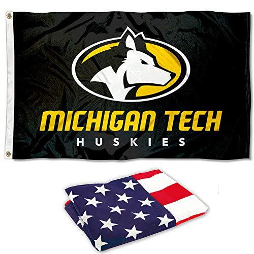 College Flags & Banners Co. Michigan Tech University Flag and USA 3x5 Flag Set - 757 Sports Collectibles