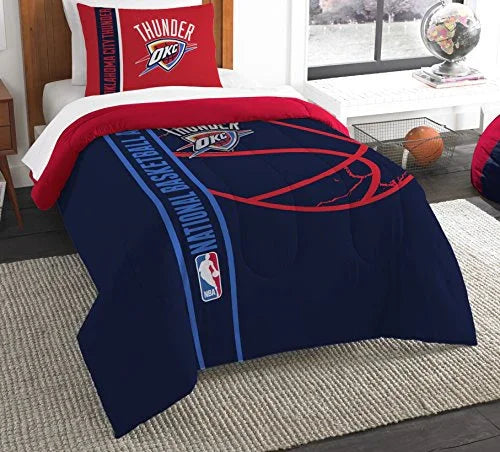 NORTHWEST NBA Oklahoma City Thunder Comforter and Sham Set, Twin, Reverse Slam - 757 Sports Collectibles