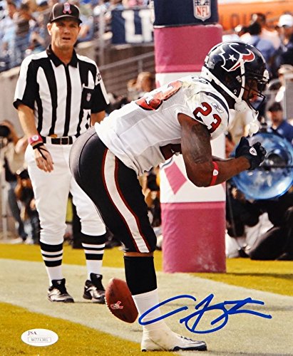 Arian Foster Autographed Texans 8x10 Vertical Side View TD Bow Photo- JSA W Auth
