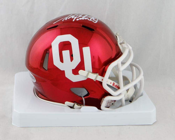 Adrian Peterson Autographed Oklahoma Sooners Chrome Mini Helmet - Beckett Auth White - 757 Sports Collectibles