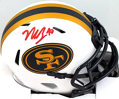 Nick Bosa Autographed San Francisco 49ers Lunar Speed Mini Helmet- Beckett W Red - 757 Sports Collectibles