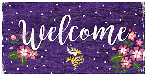 Fan Creations NFL Minnesota Vikings Unisex Minnesota Vikings Welcome Floral Sign, Team Color, 6 x 12 - 757 Sports Collectibles