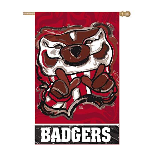 Team Sports America Wisconsin Mascot, Embossed Suede Indoor Outdoor Flag Justin Patten - 757 Sports Collectibles