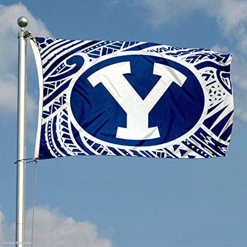 College Flags & Banners Co. Brigham Young Cougars Samoan Pattern Flag - 757 Sports Collectibles